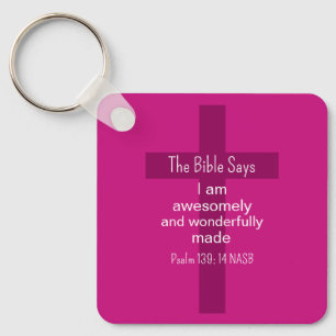 Porte-clés Bible d'affirmation d'encouragement chrétien rose