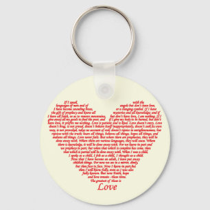 Porte-clés Bible Verse 1 Corinthians 13 Love Heart Word Art