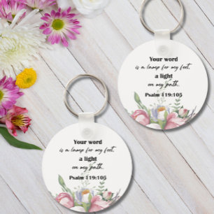 Porte-clés Bible Verse Floral Psaume Porte - clé rond
