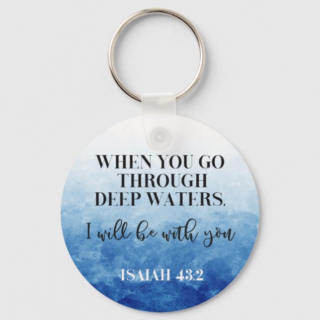 Porte-clés Bible verset Bleu rond Porte - clé (Recto)