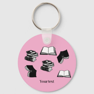 Porte-clés Bibliophile livresque livreuse motif livre rose