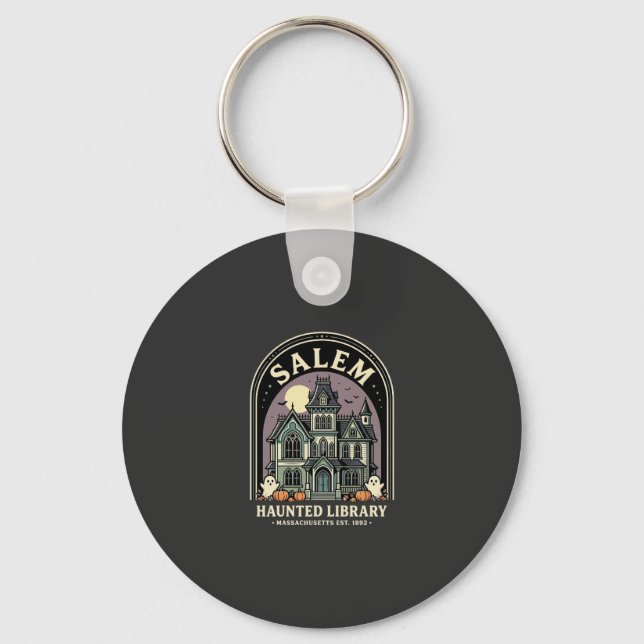 Porte-clés Bibliothèque hantée de Salem Halloween Design_1 (Recto)