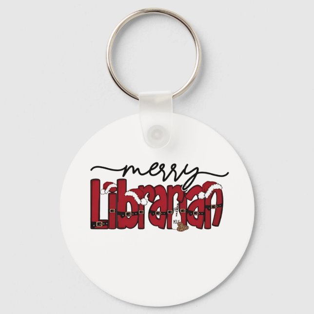 Porte-clés Bibliothèque Joyeuse Librairie de Noël Lover (Recto)