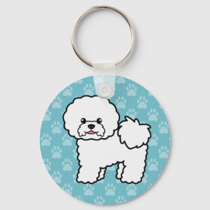 Porte-clés Bichon Frise Chien Cute Dessin Illustration