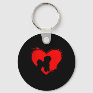 Porte-clés Bichon Frise Chien forme de coeur Saint-Valentin A