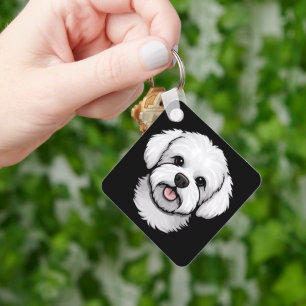 Porte-clés Bichon Frise Chien mignonne drôle visage chiot