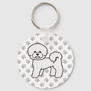 Porte-clés Bichon Frise Cute Cartoon Dog Illustration