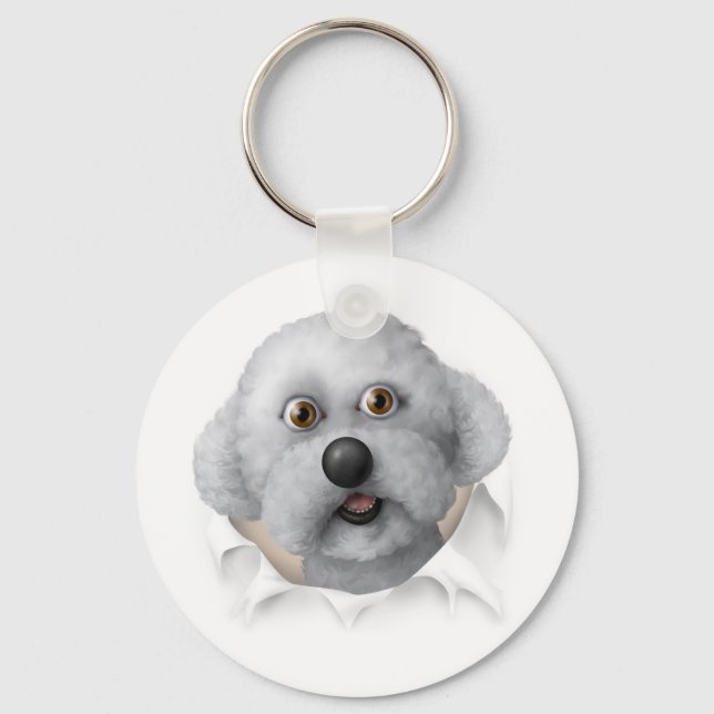 Porte-clés Bichon Frise Sortir (Recto)