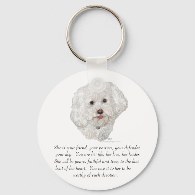 Porte-clés Bichon Frise Souvenir FEMELLE (Recto)
