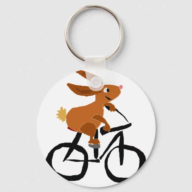 Porte-clés Bicycle Brown amusant à cheval lapin (Recto)