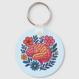Porte-clés Bien-être mental Brain en fleurs