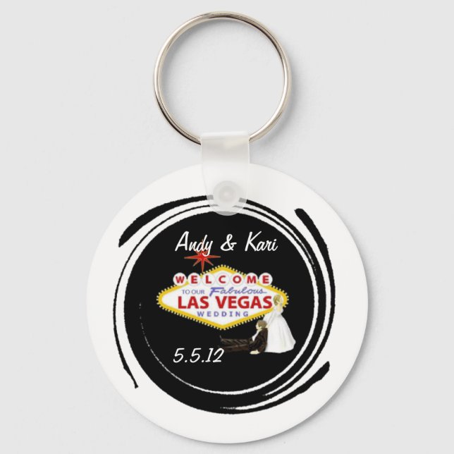 Porte-clés Bienvenue à notre Fabulous Las Vegas Mariage perso (Recto)
