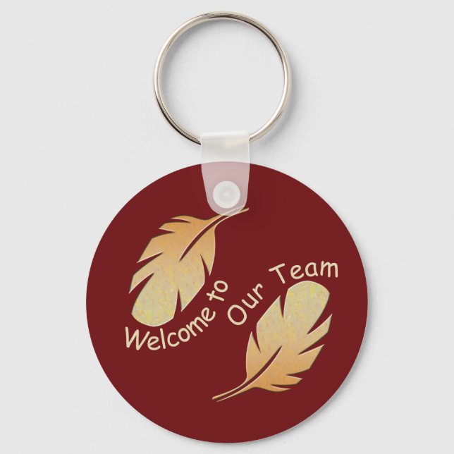 Porte-clés Bienvenue dans notre équipe Double Feather Design (Recto)