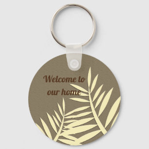 Porte-clés Bienvenue Elegant Leaf Silhouette House Guest