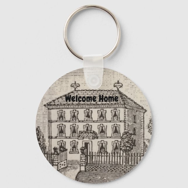 Porte-clés Bienvenue Maison Noire Maison Blanche Vendeur Real (Recto)