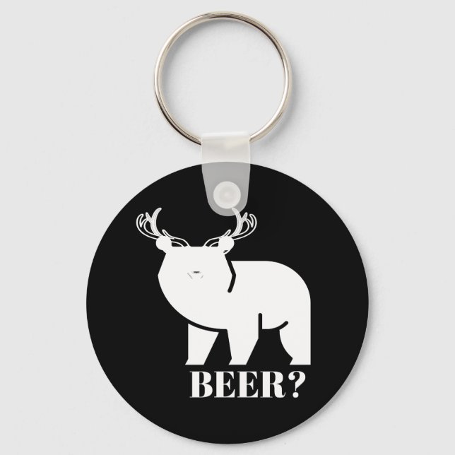 Porte-clés BIÈRE ? Bear Deer Funny Sarcastique nouveauté (Recto)