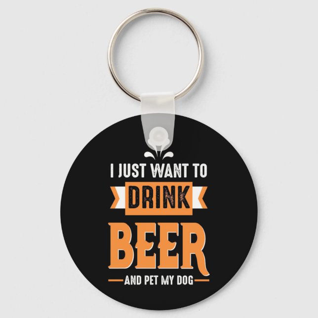 Porte-clés Bière buveuse Bière et chien (Recto)