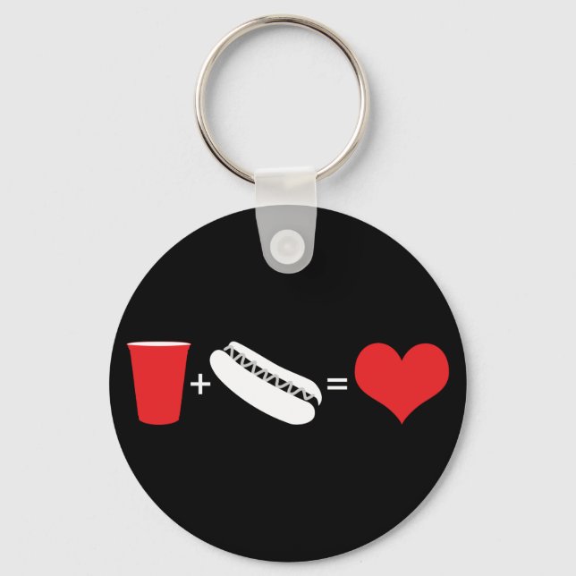 Porte-clés bière + hot dogs = amour (Recto)