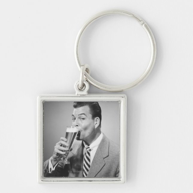 Porte-clés Bière potable d'homme d'affaires (Devant)