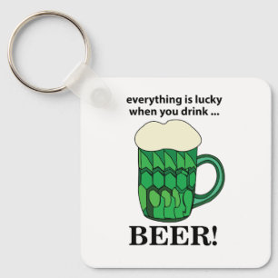 Porte-clés Bière Verte Chanceux St Patricks Day Bière Verte