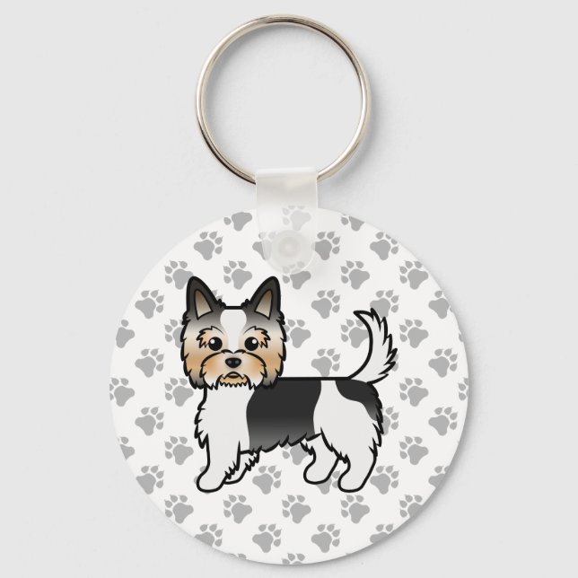 Porte-clés Biewer Terrier / Biewer Yorkie Chien de Dessin Ani (Recto)