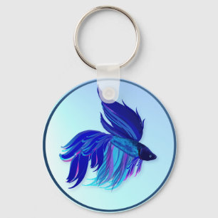 Porte-clés Big Blue Siamese Fighting Fish Keychains