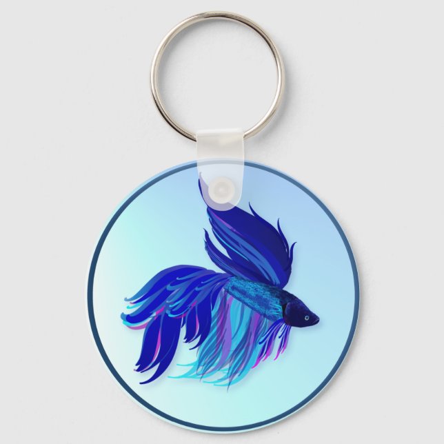 Porte-clés Big Blue Siamese Fighting Fish Keychains (Recto)