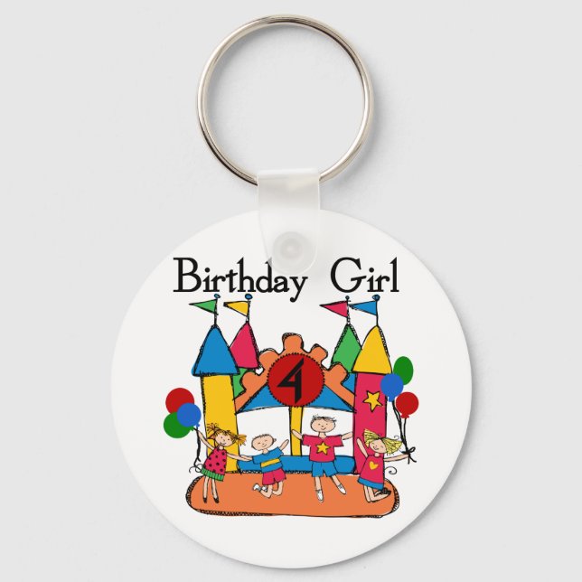 Porte-clés Big Bounce Girl 4th Birthday T-shirts et cadeaux (Recto)