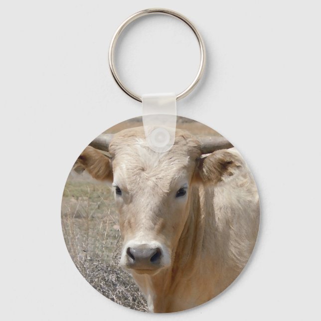 Porte-clés Big Eyes White Charolais Cattle - Ouest (Recto)