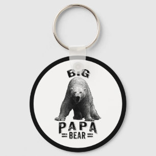 Porte-clés Big Papa Bear Black Text & Polar Bear
