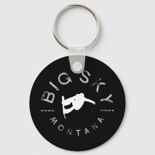 Porte-clés Big Sky Montana Graphisme Vintage Snowboard