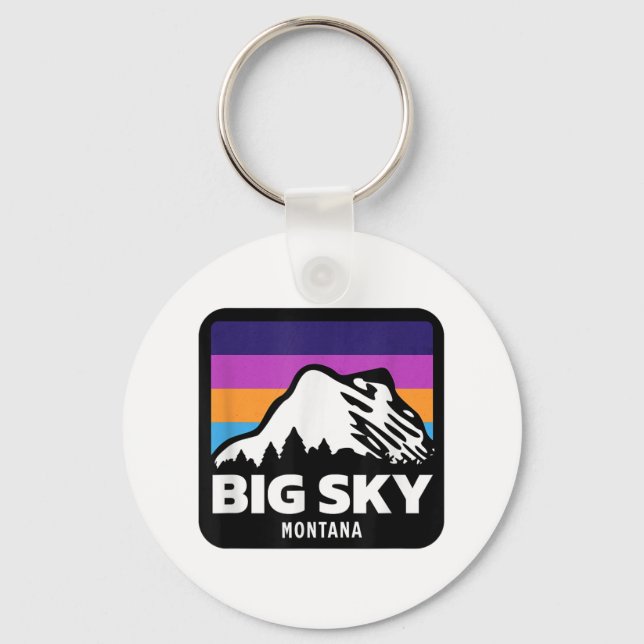 Porte-clés Big Sky Montana Ski Snowboard Famille Ski T (Recto)