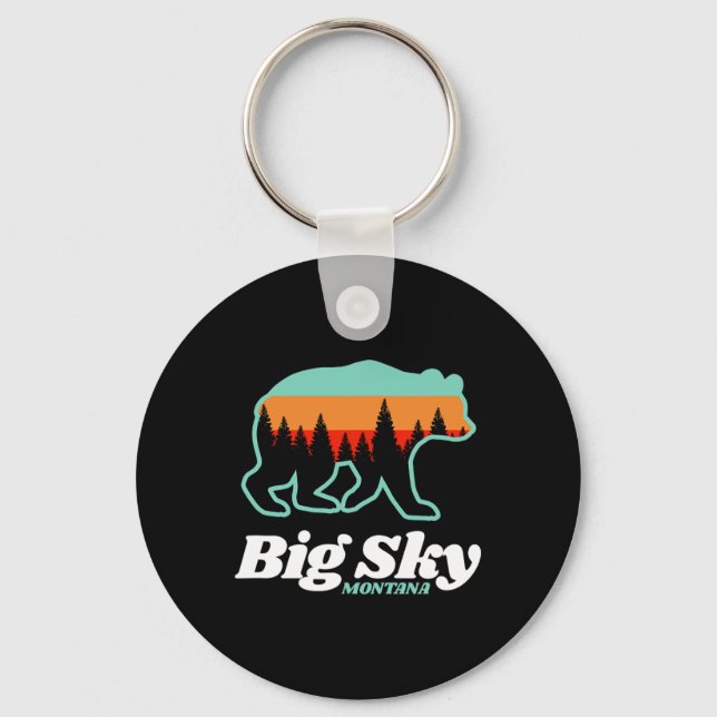 Porte-clés Big Sky Montana Ski Snowboard Ours (Recto)