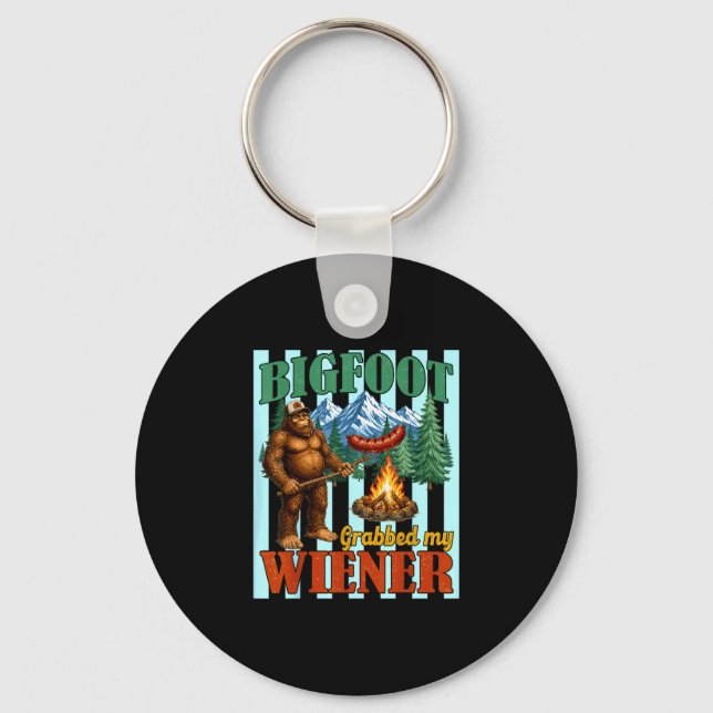 Porte-clés Bigfoot a attrapé saucisse drôle sasquatch blague  (Recto)