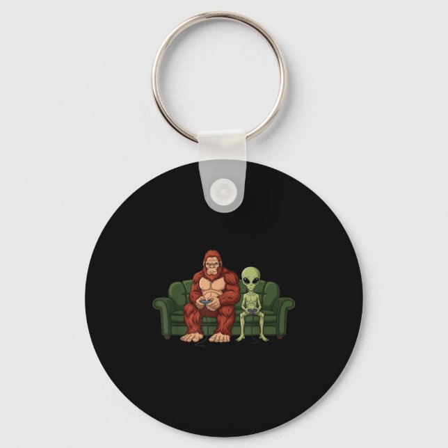 Porte-clés Bigfoot Alien Video Games Gaming Sasquatch Ufo Men (Recto)