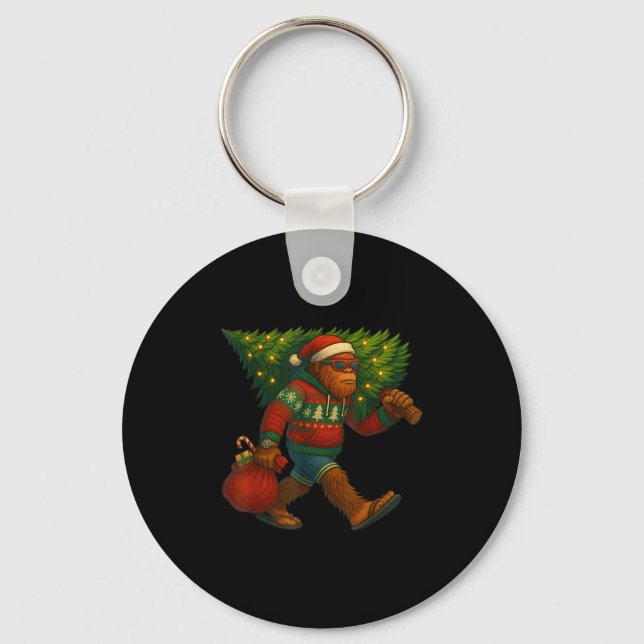Porte-clés Bigfoot Christmas Tree Lights Xmas Sasquatch Boys  (Recto)