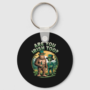 Porte-clés Bigfoot et alien buvant de la bière drôle St. Patr