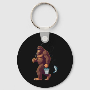 Porte-clés Bigfoot pêche drôle rétro Sasquatch pêcheur Papa