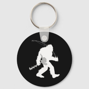 Porte-clés Bigfoot pêche sur glace Yéti pêcheur avec forage A