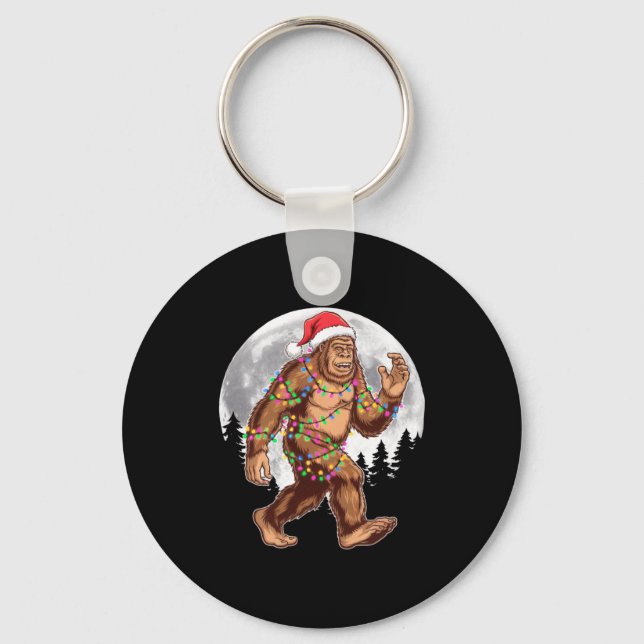 Porte-clés Bigfoot Santa Christmas Tree Lights Xmas Sasquatch (Recto)