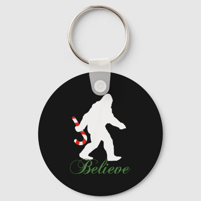 Porte-clés Bigfoot Sasquatch Yeti Believe Candy Cane Christma (Recto)