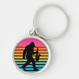 Porte-clés Bigfoot Saxophone Coucher de Soleil Rétro