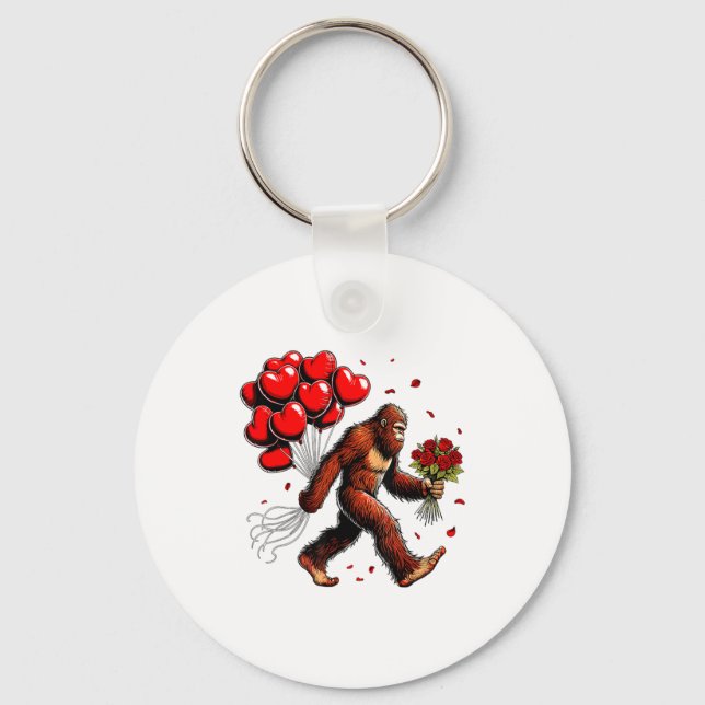 Porte-clés Bigfoot Valentines Day Funny Sasquatch Hearts Love (Recto)
