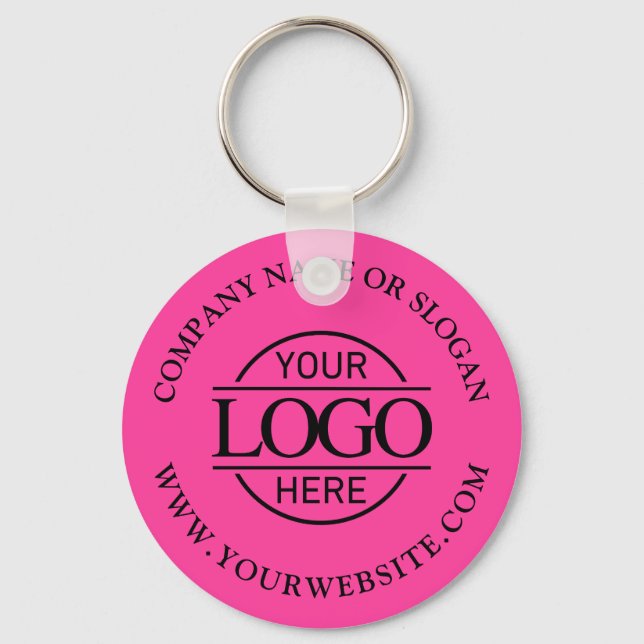 Porte-clés Bight Pink Minimal Custom Business Logo Promotionn (Recto)