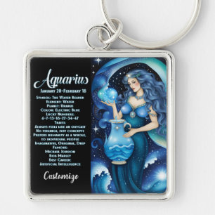Porte-clés Bijou personnalisé Galaxie Zodiac Aquarius