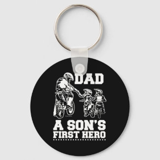 Porte-clés Biker papa père Deux enfants fils Motocross Motorc