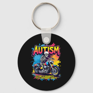 Porte-clés Biker Skeleton équitation Moto Puzzle Autism Awa