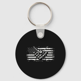 Porte-clés Billard billard billard américain drapeau cadeau