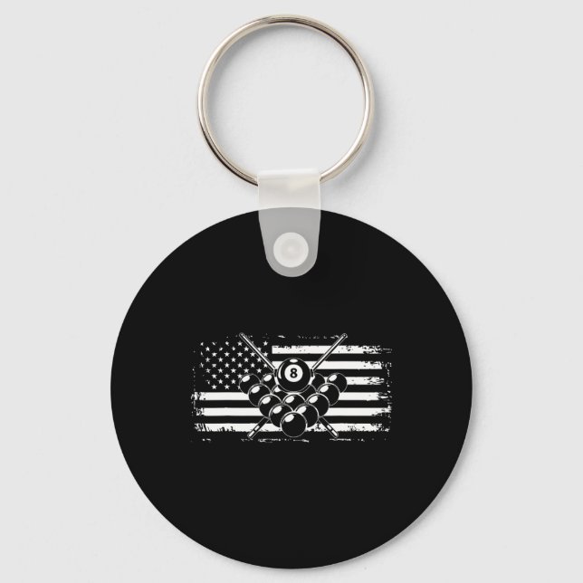 Porte-clés Billard billard billard américain drapeau cadeau (Recto)