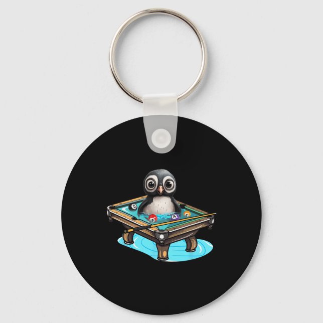 Porte-clés Billard Penguin Hustler Pool Snooker Jouer Poo (Recto)